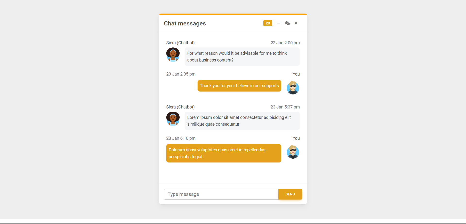 Personal Assistant Chatbot user interface